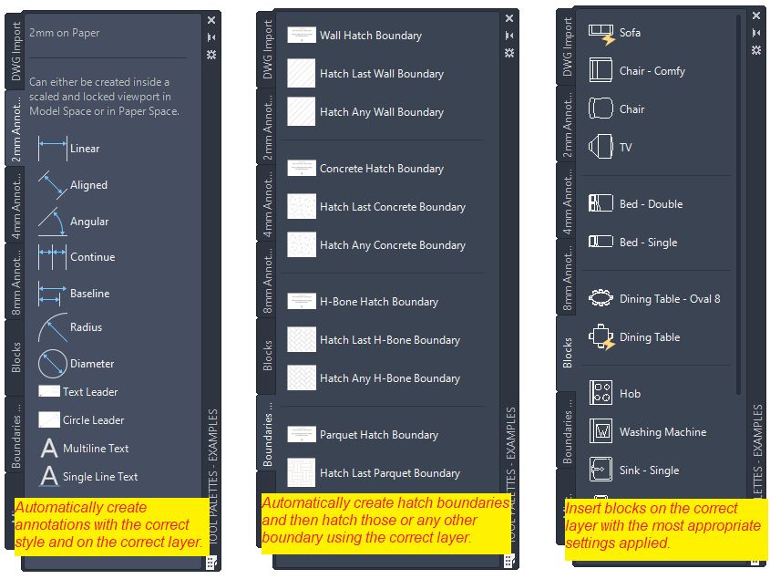 AutoCAD Tool Palettes